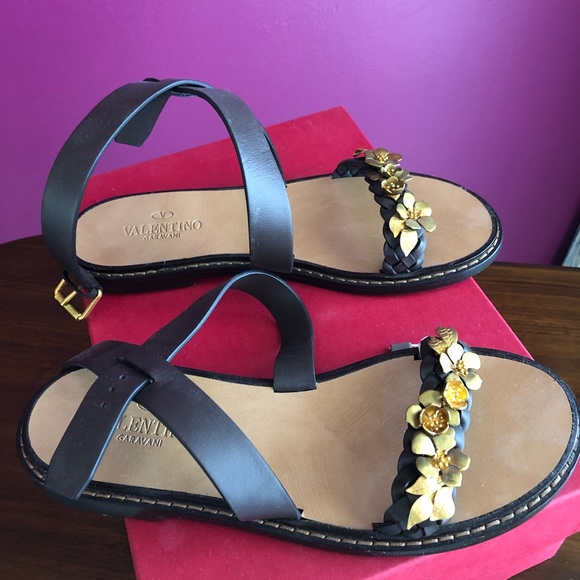 Valentino Garavani brown braided sandals 7/37 NIB - Picture 3 of 5